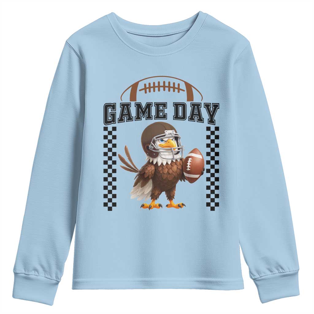 Eagle Football Youth Sweatshirt Game Day Humor Gift TS12 Light Blue Print Your Wear