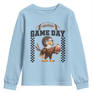 Eagle Football Youth Sweatshirt Game Day Humor Gift TS12 Light Blue Print Your Wear