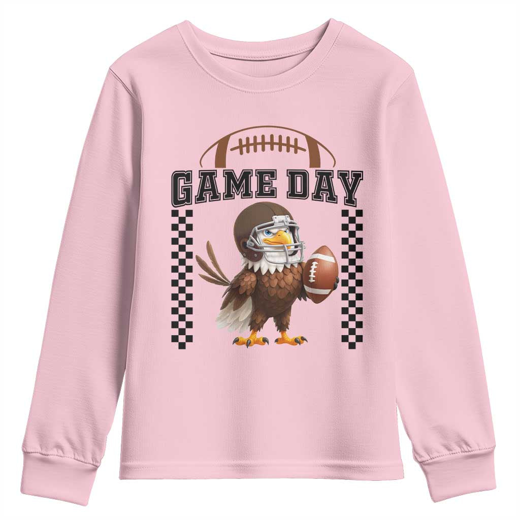 Eagle Football Youth Sweatshirt Game Day Humor Gift TS12 Light Pink Print Your Wear
