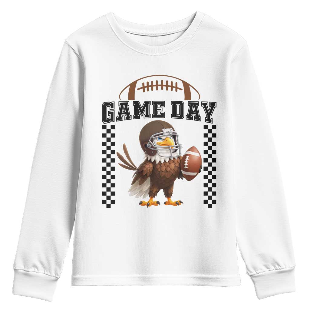 Eagle Football Youth Sweatshirt Game Day Humor Gift TS12 White Print Your Wear