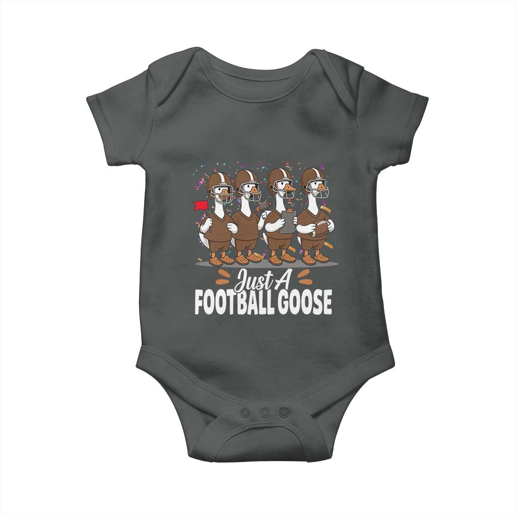 Just A Football Goose Baby Onesie Animal Sports Fan Gift TS12 Dark Heather Print Your Wear