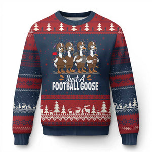 Just A Football Goose Ugly Christmas Sweater Animal Sports Fan Gift TS12 Navy Red Print Your Wear