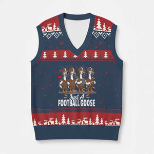 Just A Football Goose V-Neck Knit Sweater Vest Animal Sports Fan Gift TS12 Navy Red Print Your Wear