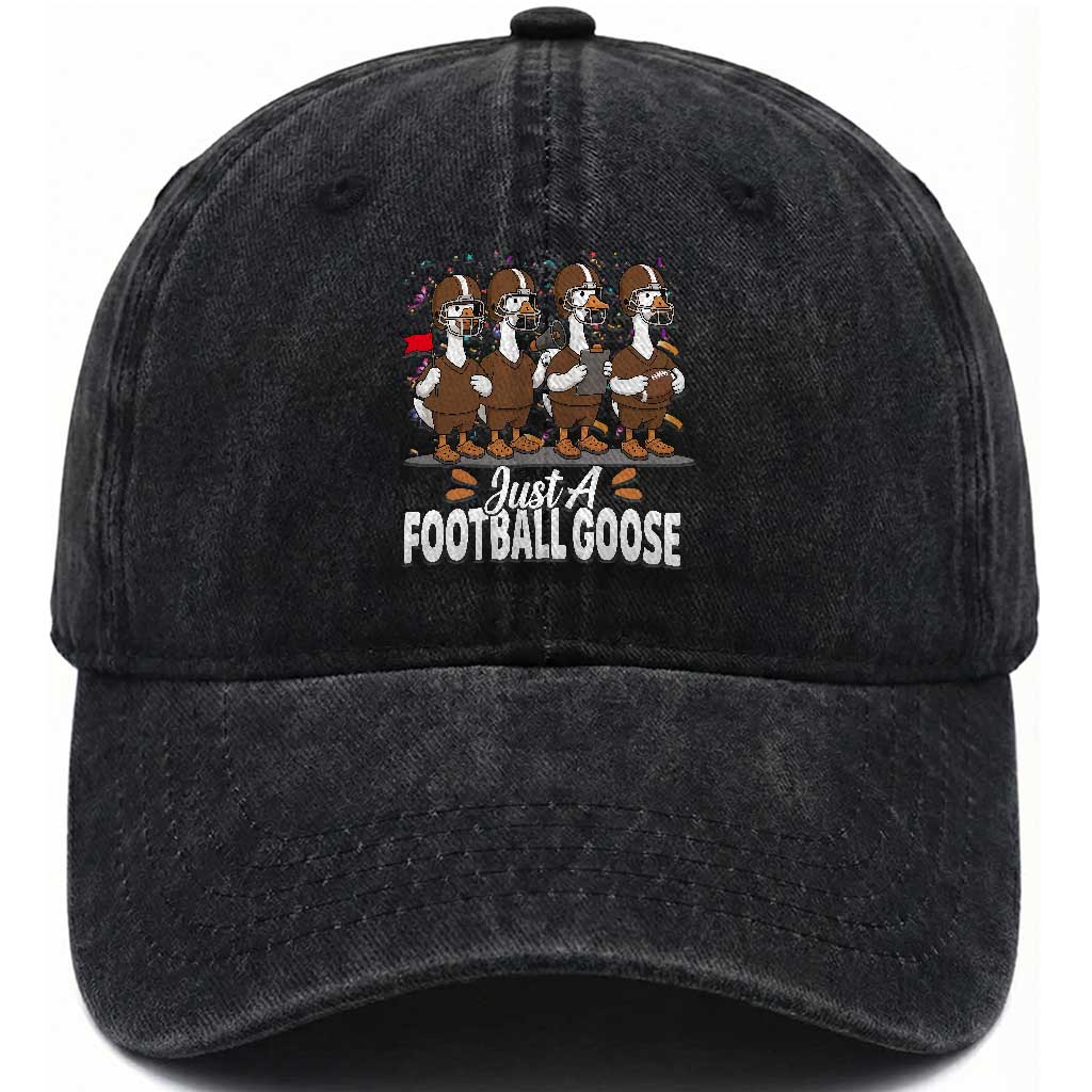 Just A Football Goose Washed Cotton Baseball Cap Animal Sports Fan Gift TS12 Print Your Wear