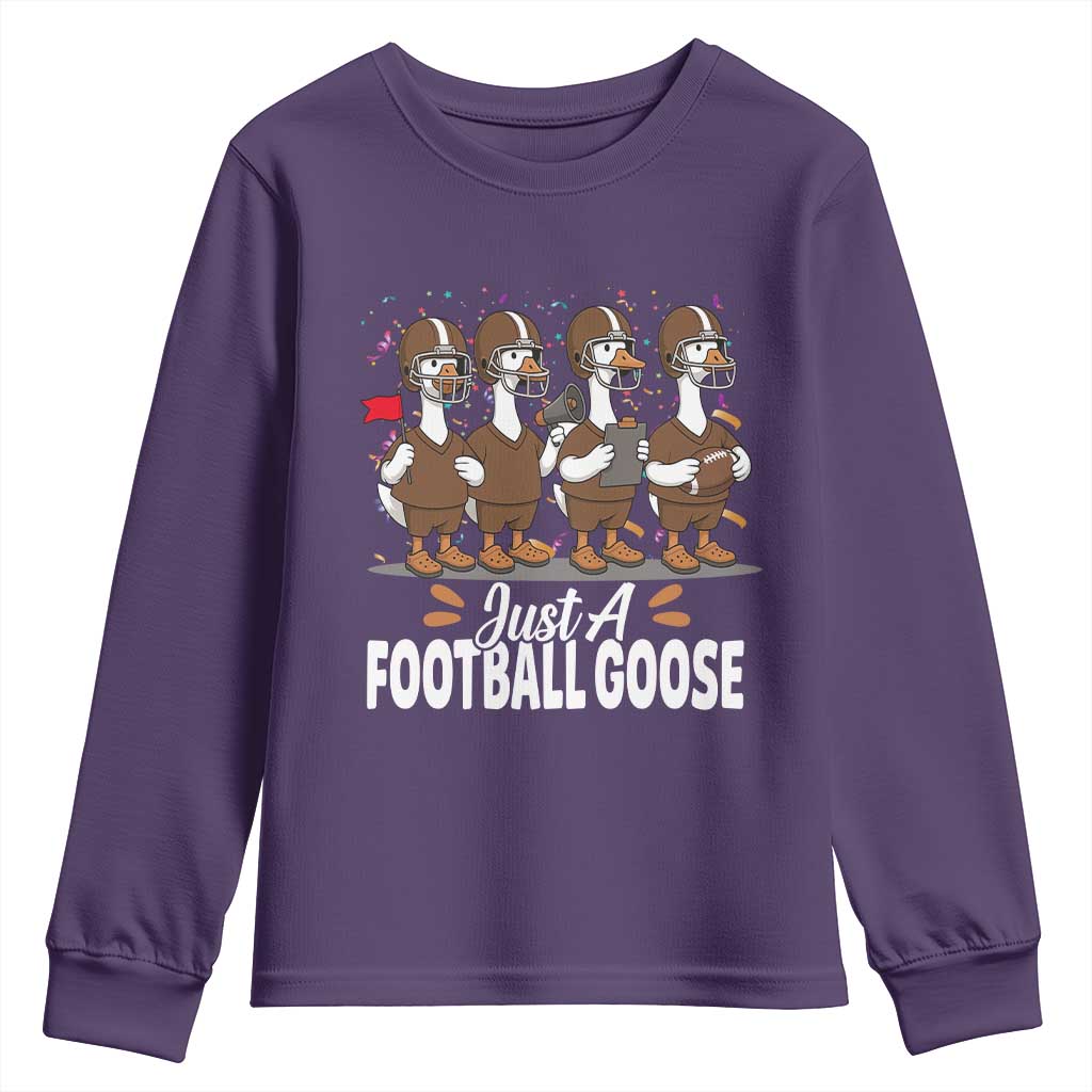 Just A Football Goose Youth Sweatshirt Animal Sports Fan Gift TS12 Purple Print Your Wear