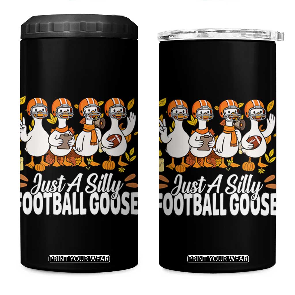Just A Silly Football 4 in 1 Can Cooler Tumbler Animal Sports Fan Gift TS12 One Size: 16 oz Black Print Your Wear