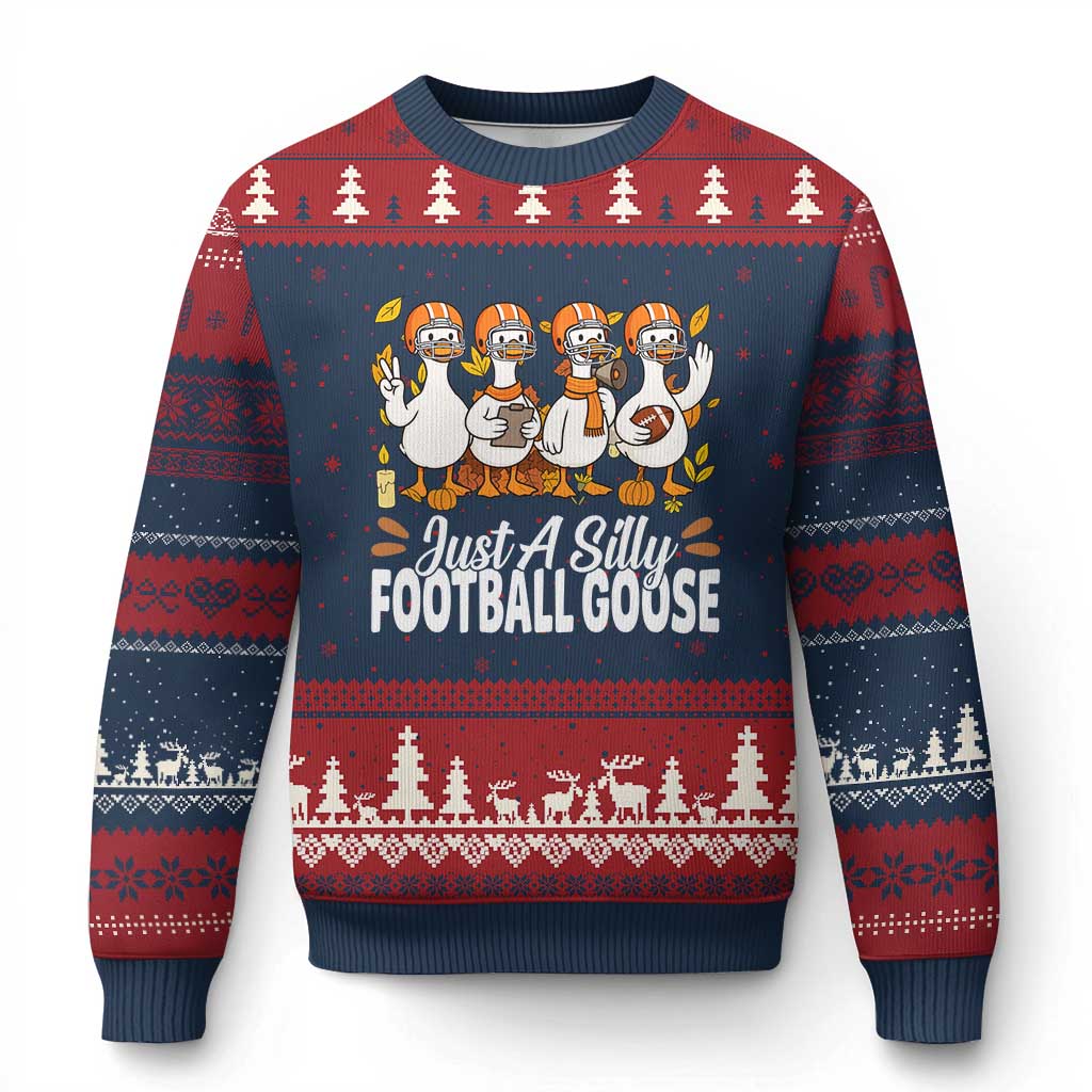 Just A Silly Football Ugly Christmas Sweater Animal Sports Fan Gift TS12 Navy Red Print Your Wear