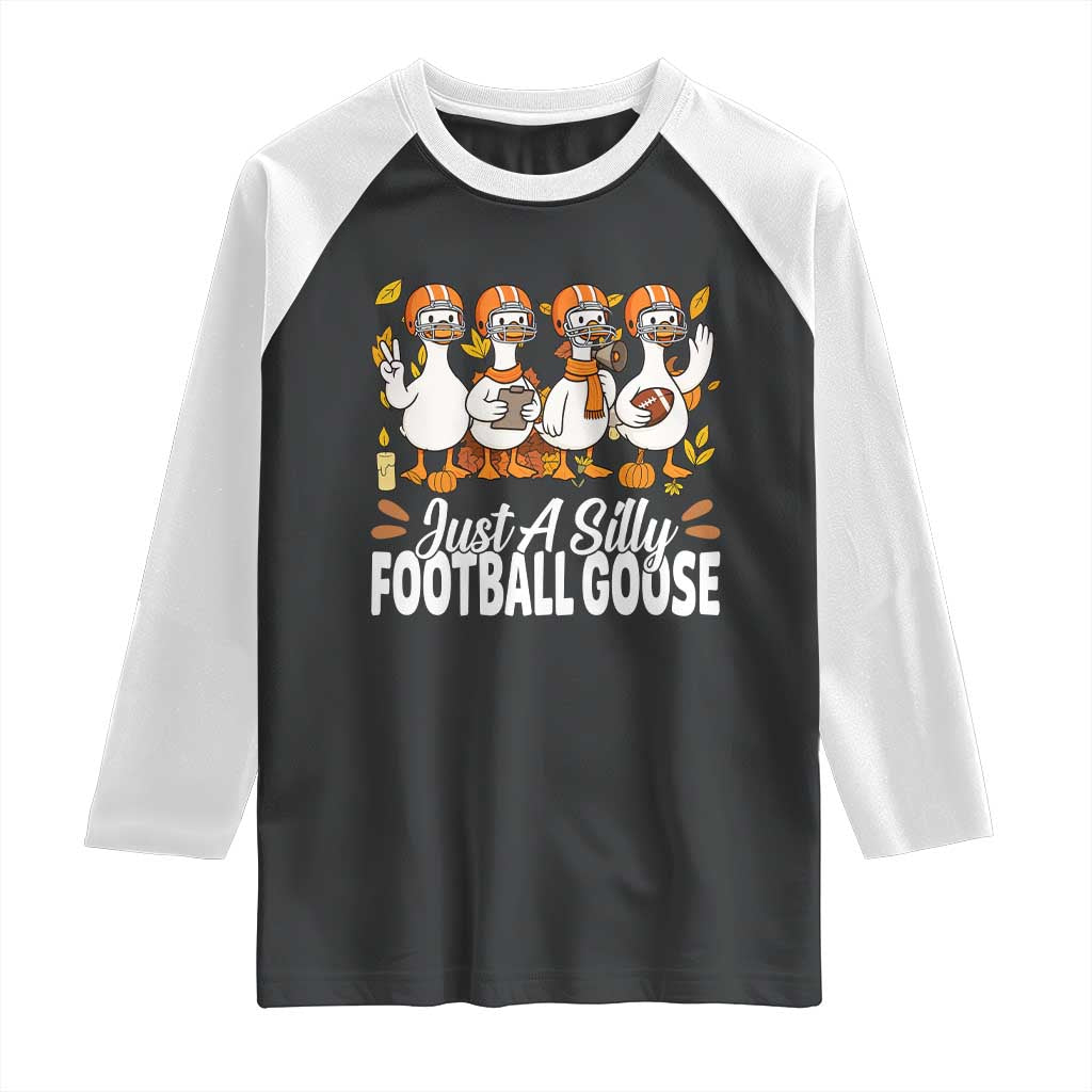 Just A Silly Football Raglan Shirt Animal Sports Fan Gift TS12 Black White Print Your Wear