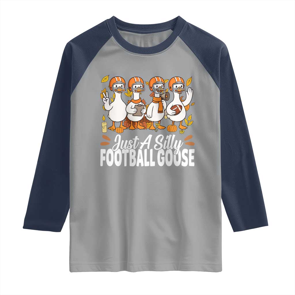 Just A Silly Football Raglan Shirt Animal Sports Fan Gift TS12 Sport Gray Navy Print Your Wear