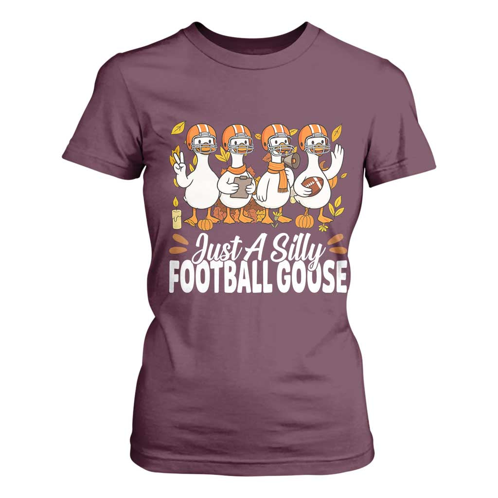 Just A Silly Football T Shirt For Women Animal Sports Fan Gift TS12 Maroon Print Your Wear