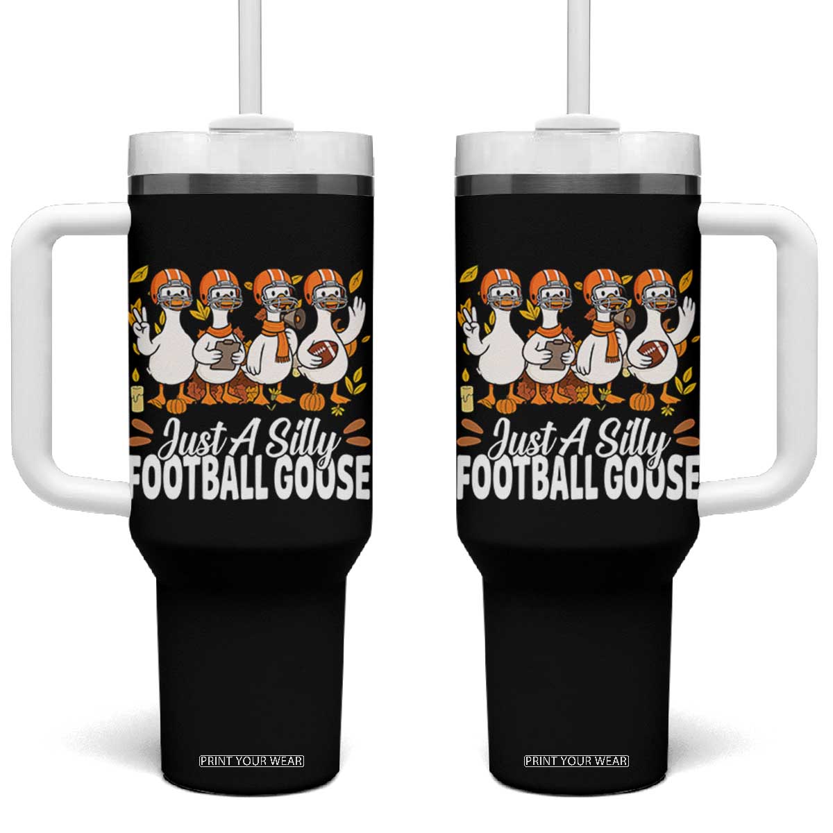 Just A Silly Football Tumbler With Handle Animal Sports Fan Gift TS12 One Size: 40 oz Black Print Your Wear