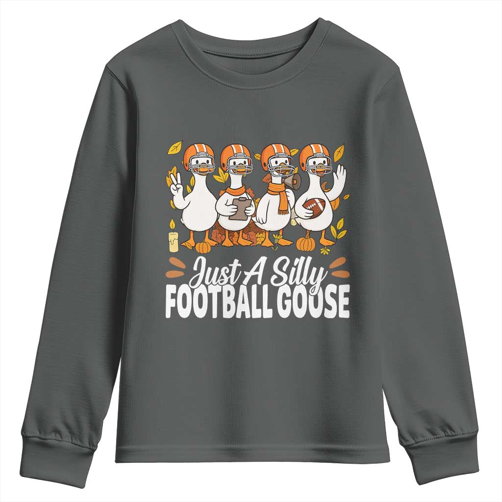 Just A Silly Football Youth Sweatshirt Animal Sports Fan Gift TS12 Dark Heather Print Your Wear