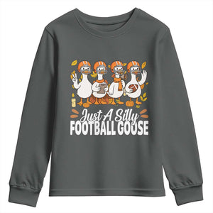 Just A Silly Football Youth Sweatshirt Animal Sports Fan Gift TS12 Dark Heather Print Your Wear