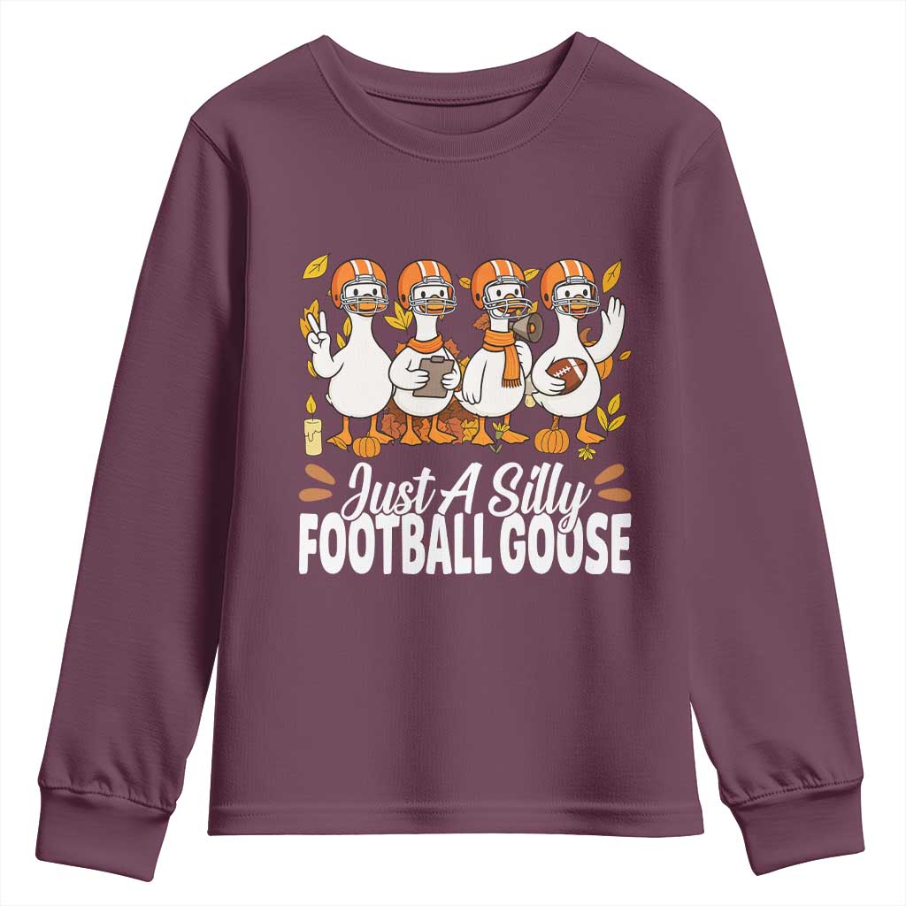 Just A Silly Football Youth Sweatshirt Animal Sports Fan Gift TS12 Maroon Print Your Wear