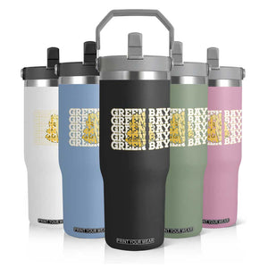 Green Bay Football Fan Cheese Lover Flip Straw Tumbler Supporter Gift Idea TS12 Print Your Wear