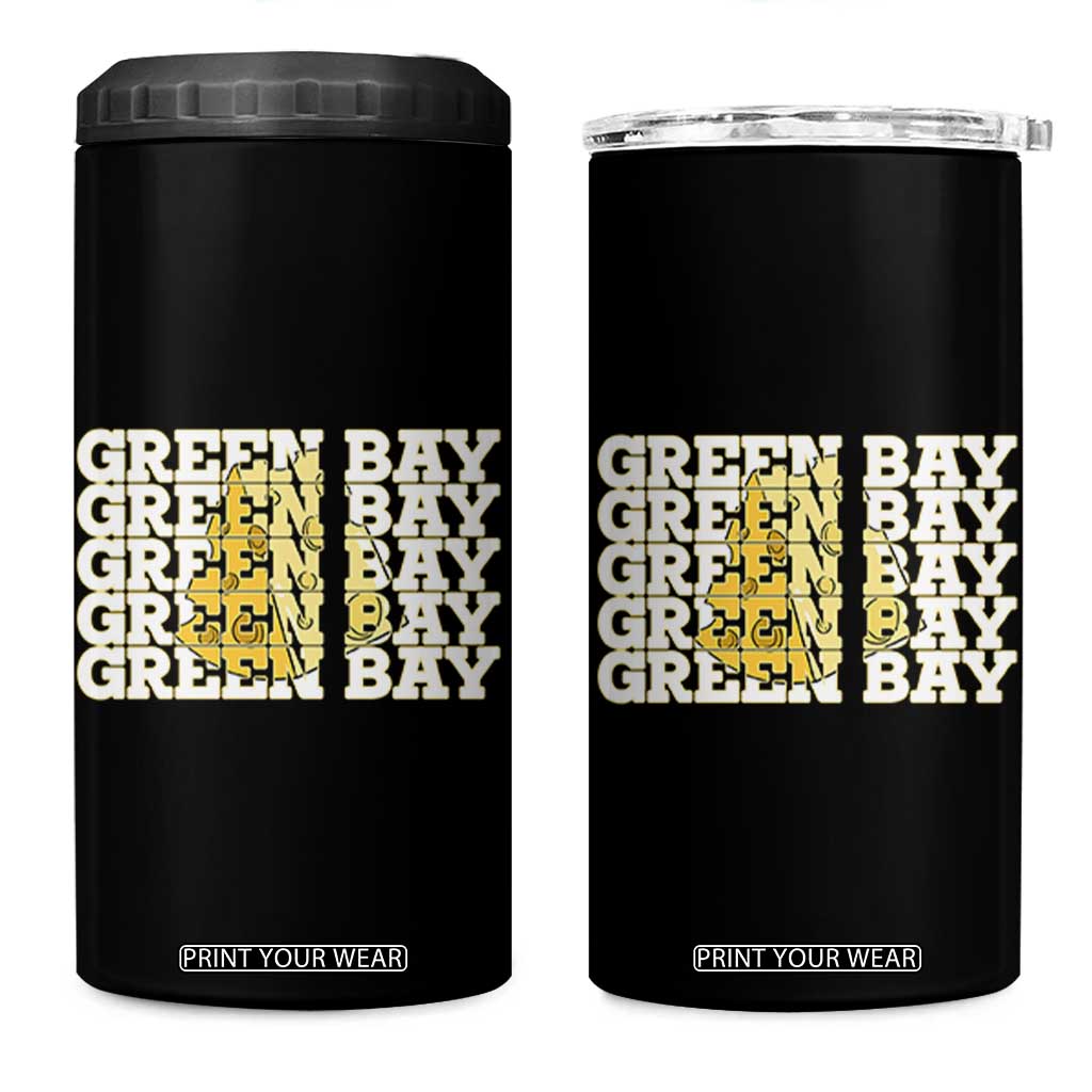 Green Bay Football Fan Cheese Lover 4 in 1 Can Cooler Tumbler Supporter Gift Idea TS12 One Size: 16 oz Black Print Your Wear