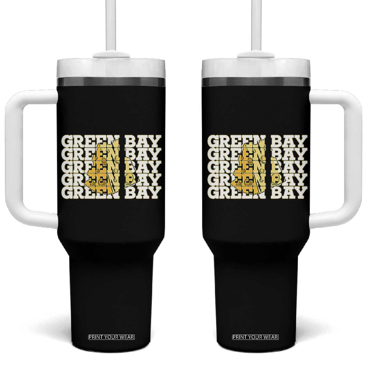 Green Bay Football Fan Cheese Lover Tumbler With Handle Supporter Gift Idea TS12 One Size: 40 oz Black Print Your Wear