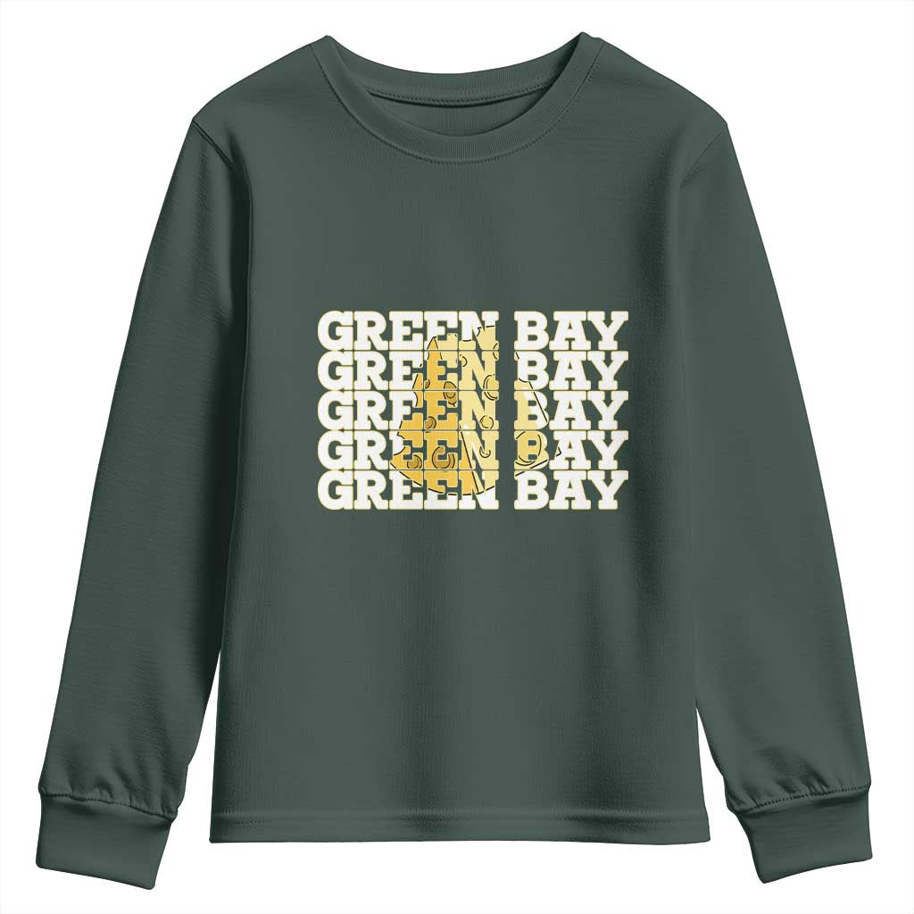 Green Bay Football Fan Cheese Lover Youth Sweatshirt Supporter Gift Idea TS12 Dark Forest Green Print Your Wear