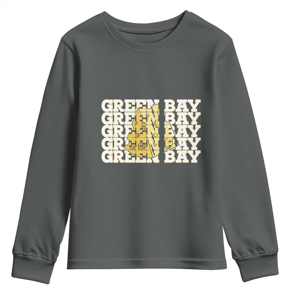 Green Bay Football Fan Cheese Lover Youth Sweatshirt Supporter Gift Idea TS12 Dark Heather Print Your Wear