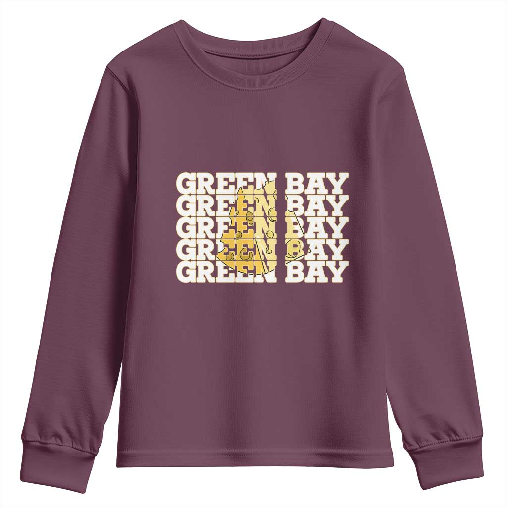 Green Bay Football Fan Cheese Lover Youth Sweatshirt Supporter Gift Idea TS12 Maroon Print Your Wear