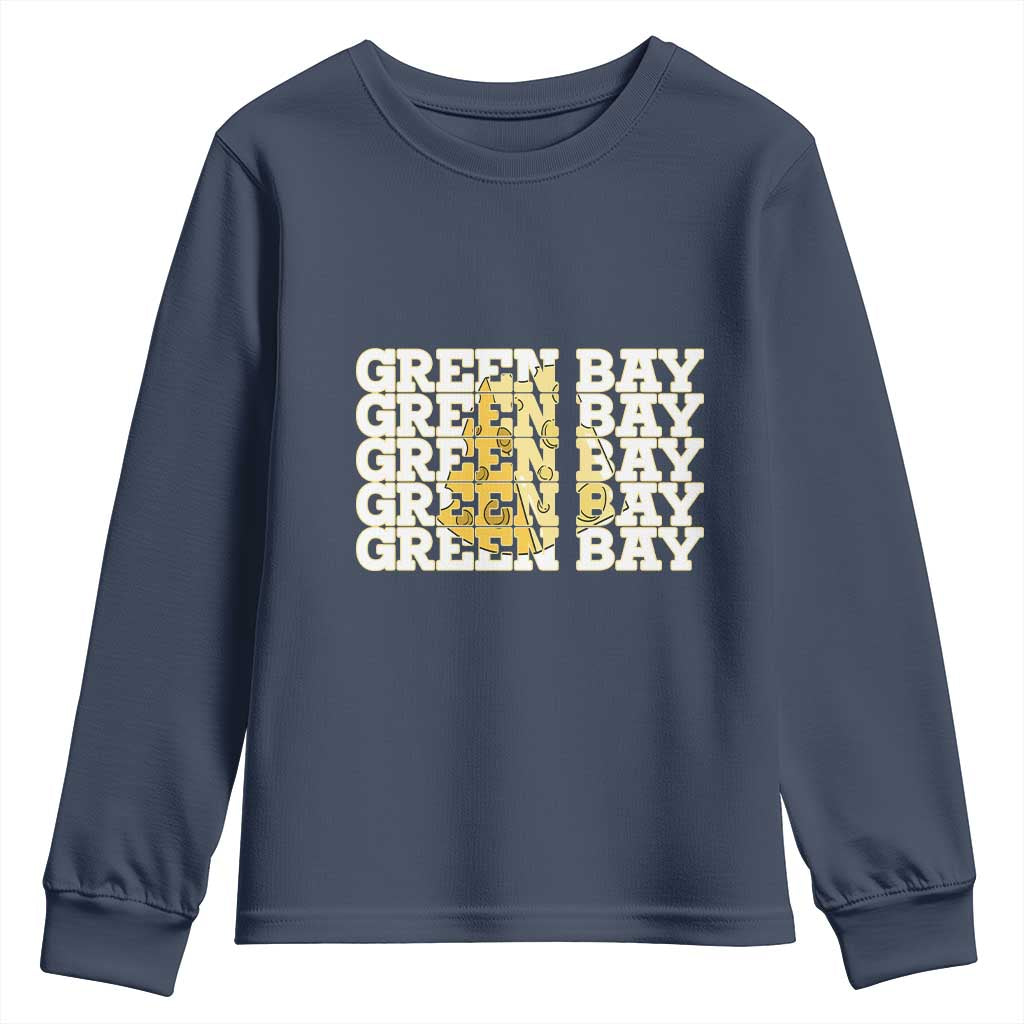 Green Bay Football Fan Cheese Lover Youth Sweatshirt Supporter Gift Idea TS12 Navy Print Your Wear