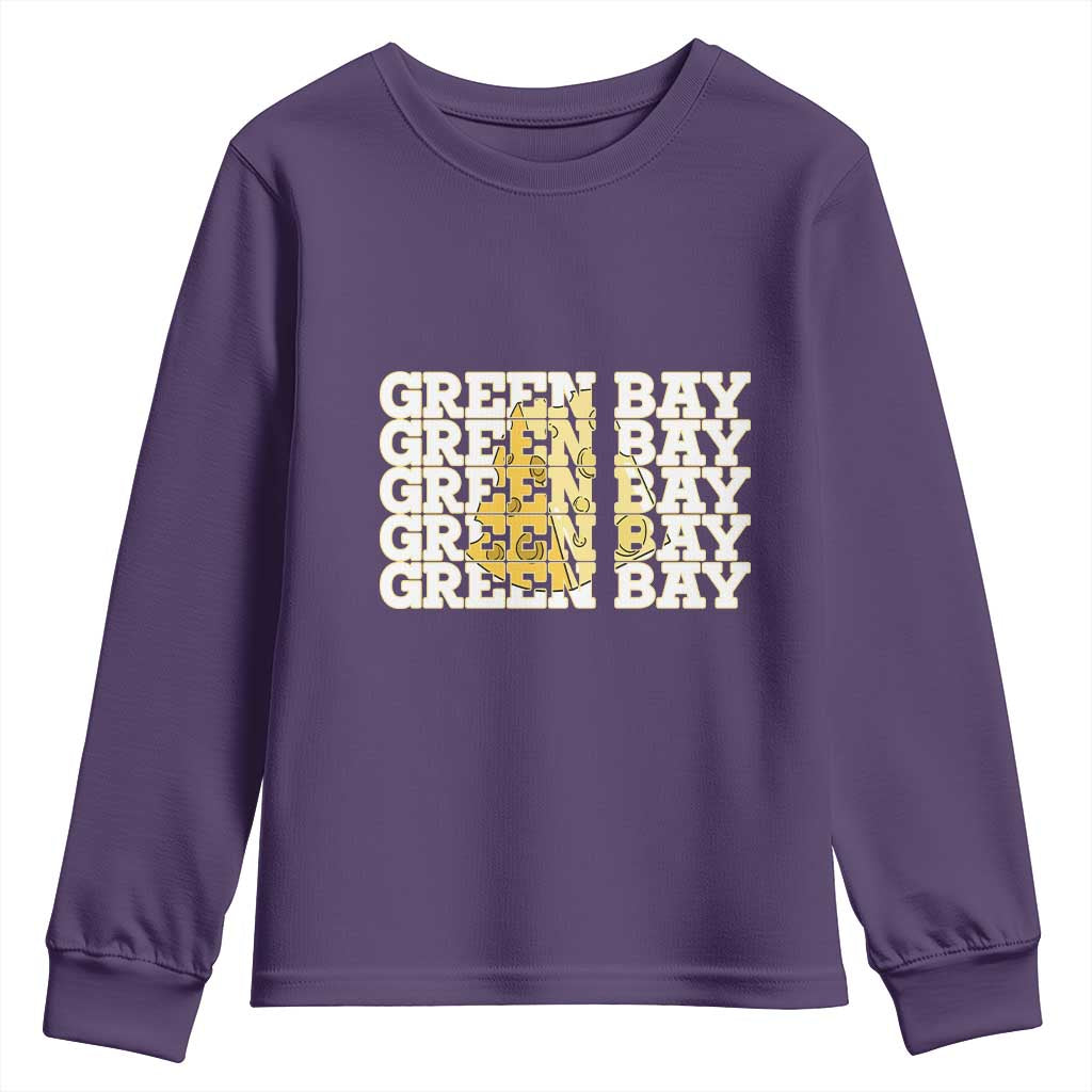 Green Bay Football Fan Cheese Lover Youth Sweatshirt Supporter Gift Idea TS12 Purple Print Your Wear