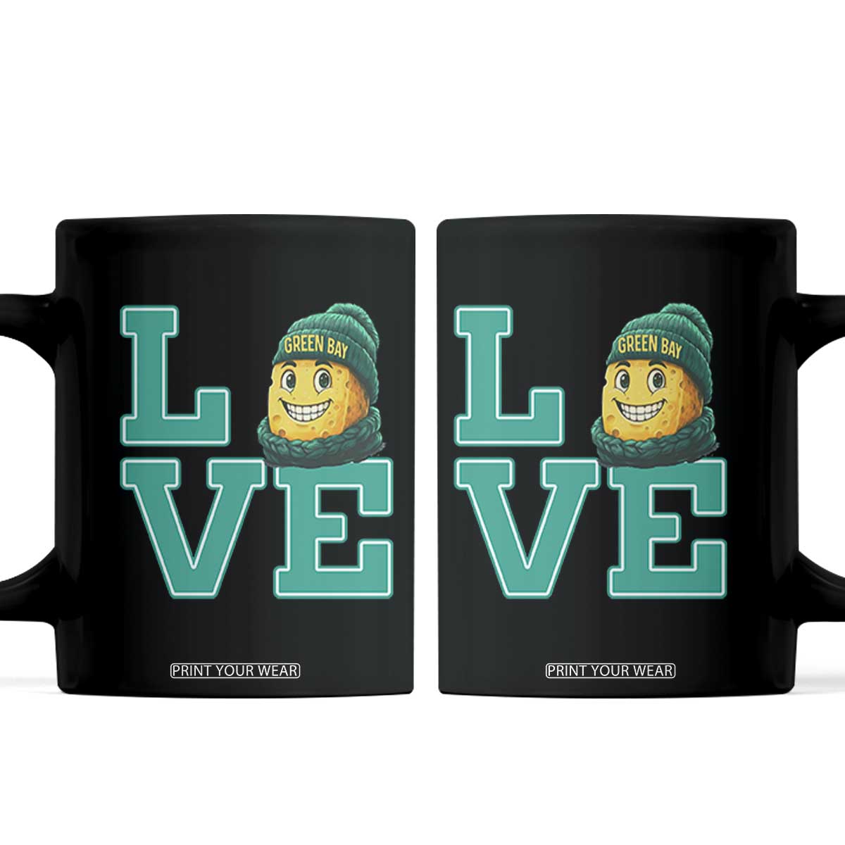 Green Bay Cheesehead Coffee Mug Football Fan Supporter Gift Idea TS12 Black Print Your Wear