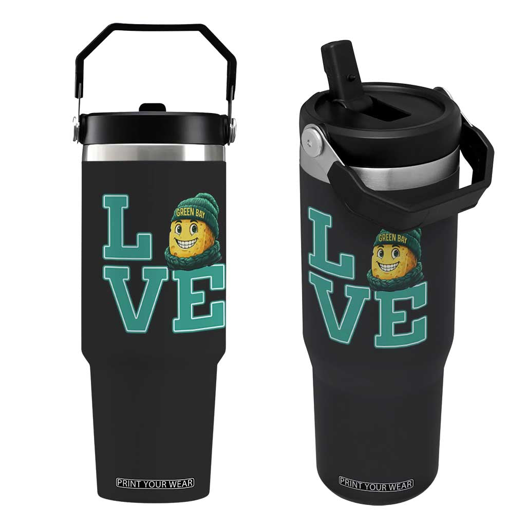 Green Bay Cheesehead Flip Straw Tumbler Football Fan Supporter Gift Idea TS12 One Size: 30 oz Black Print Your Wear