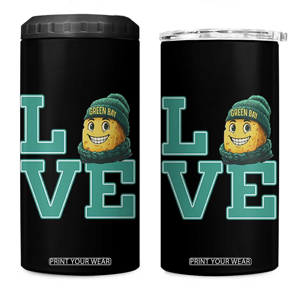 Green Bay Cheesehead 4 in 1 Can Cooler Tumbler Football Fan Supporter Gift Idea TS12 One Size: 16 oz Black Print Your Wear