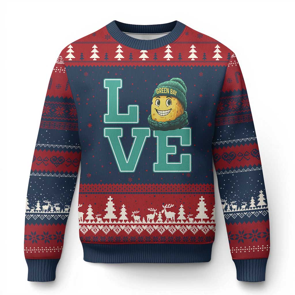 Green Bay Cheesehead Ugly Christmas Sweater Football Fan Supporter Gift Idea TS12 Navy Red Print Your Wear