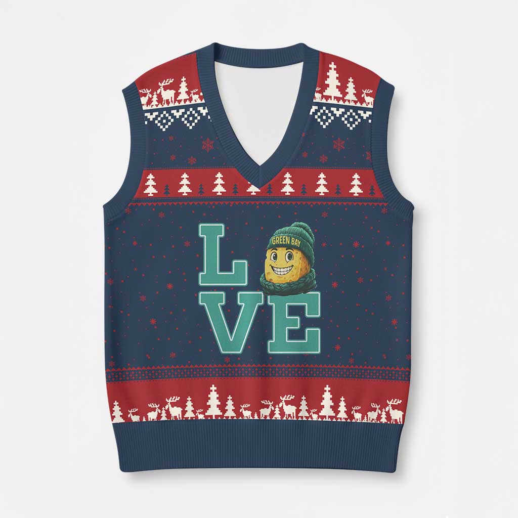 Green Bay Cheesehead V-Neck Knit Sweater Vest Football Fan Supporter Gift Idea TS12 Navy Red Print Your Wear