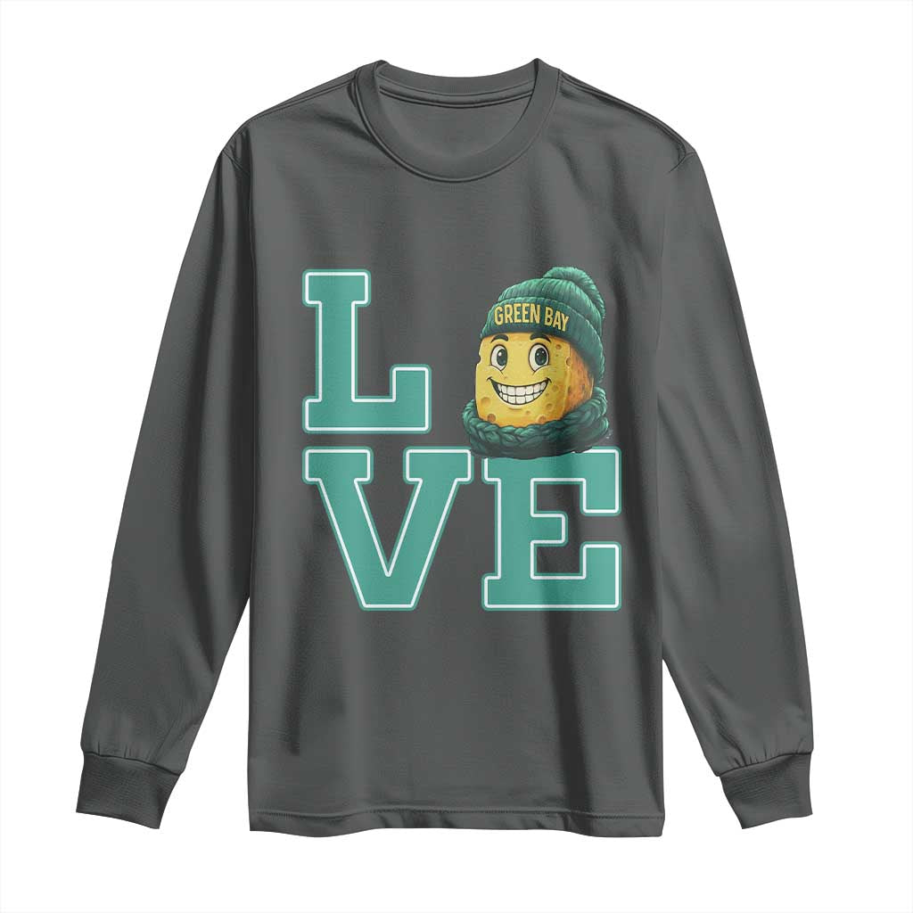 Green Bay Cheesehead Long Sleeve Shirt Football Fan Supporter Gift Idea TS12 Dark Heather Print Your Wear
