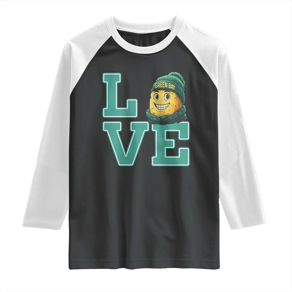 Green Bay Cheesehead Raglan Shirt Football Fan Supporter Gift Idea TS12 Black White Print Your Wear