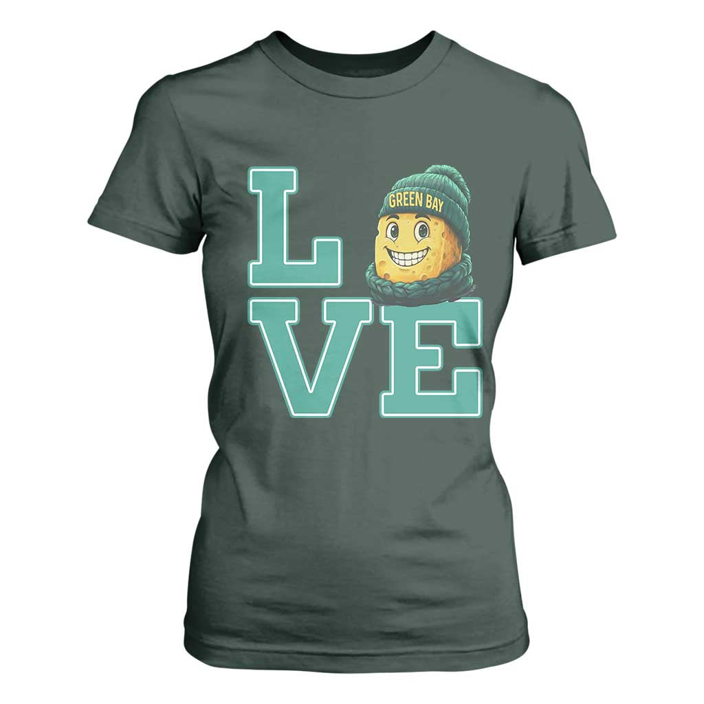 Green Bay Cheesehead T Shirt For Women Football Fan Supporter Gift Idea TS12 Dark Forest Green Print Your Wear