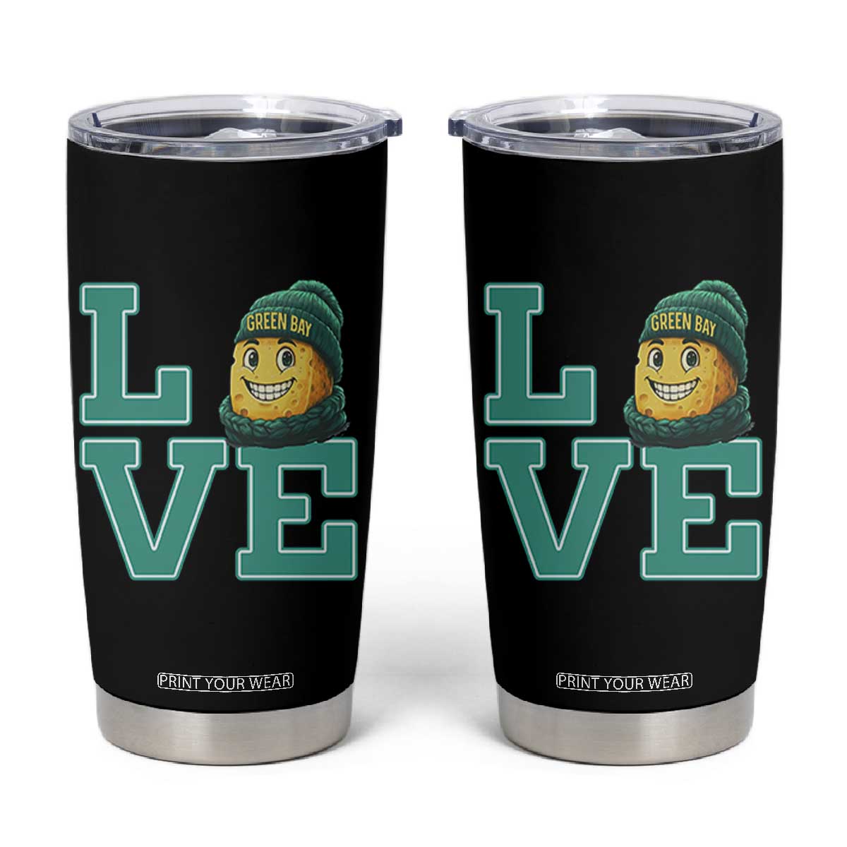 Green Bay Cheesehead Tumbler Cup Football Fan Supporter Gift Idea TS12 Black Print Your Wear