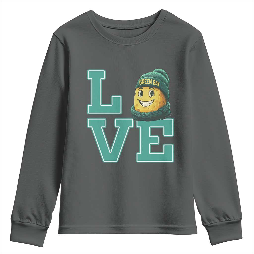 Green Bay Cheesehead Youth Sweatshirt Football Fan Supporter Gift Idea TS12 Dark Heather Print Your Wear