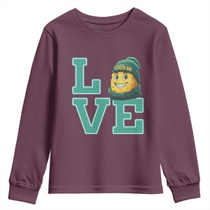 Green Bay Cheesehead Youth Sweatshirt Football Fan Supporter Gift Idea TS12 Maroon Print Your Wear
