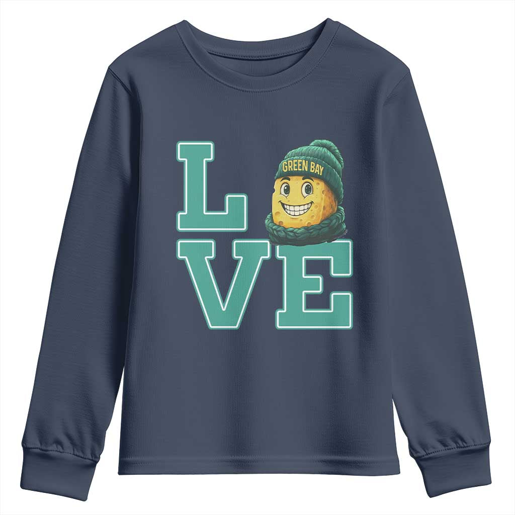 Green Bay Cheesehead Youth Sweatshirt Football Fan Supporter Gift Idea TS12 Navy Print Your Wear