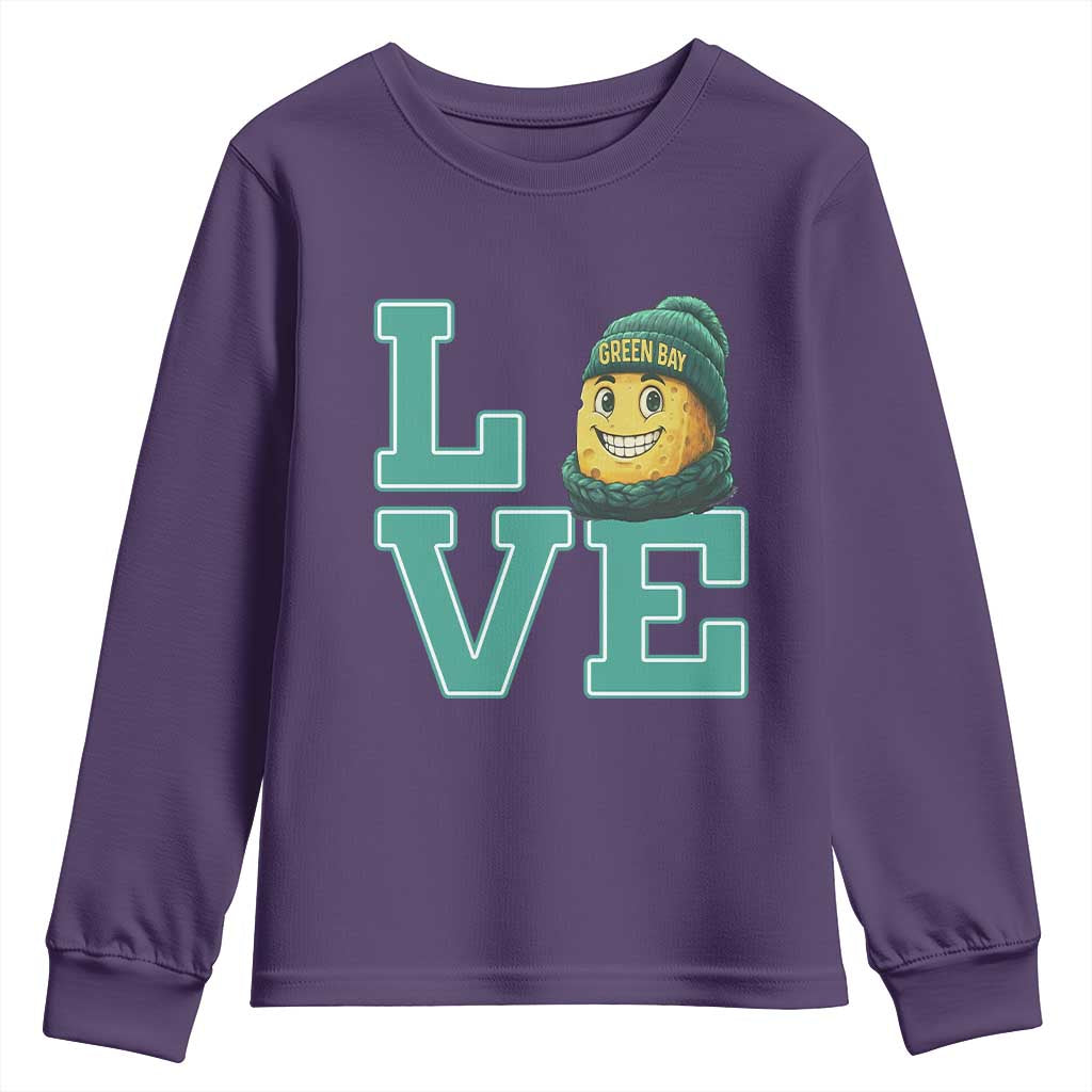 Green Bay Cheesehead Youth Sweatshirt Football Fan Supporter Gift Idea TS12 Purple Print Your Wear