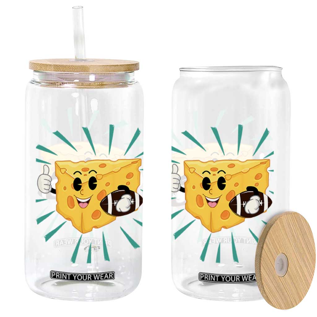 Funny Cheese Head Football Player Sports Gift Idea Glass Can TS12 Print Your Wear