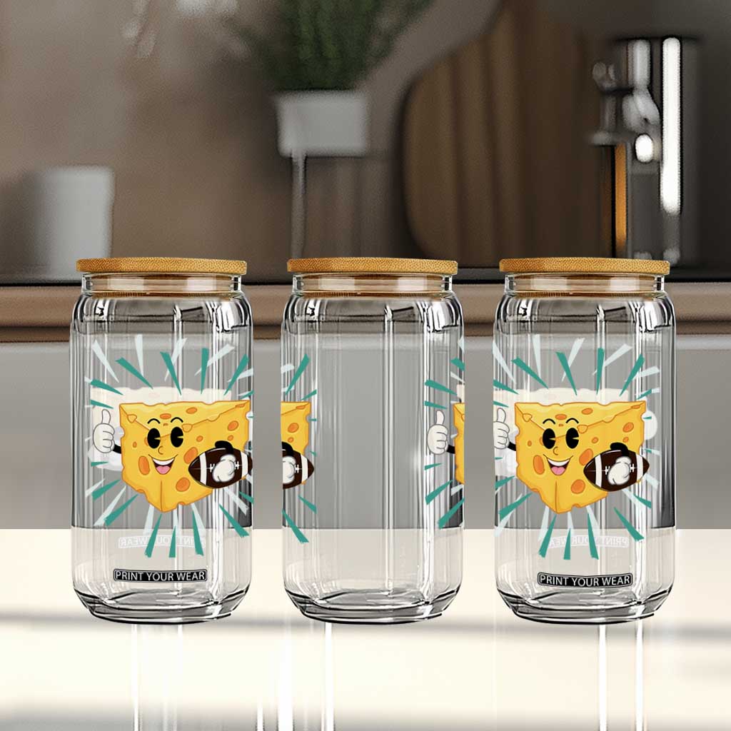 Funny Cheese Head Football Player Sports Gift Idea Glass Can TS12 Print Your Wear