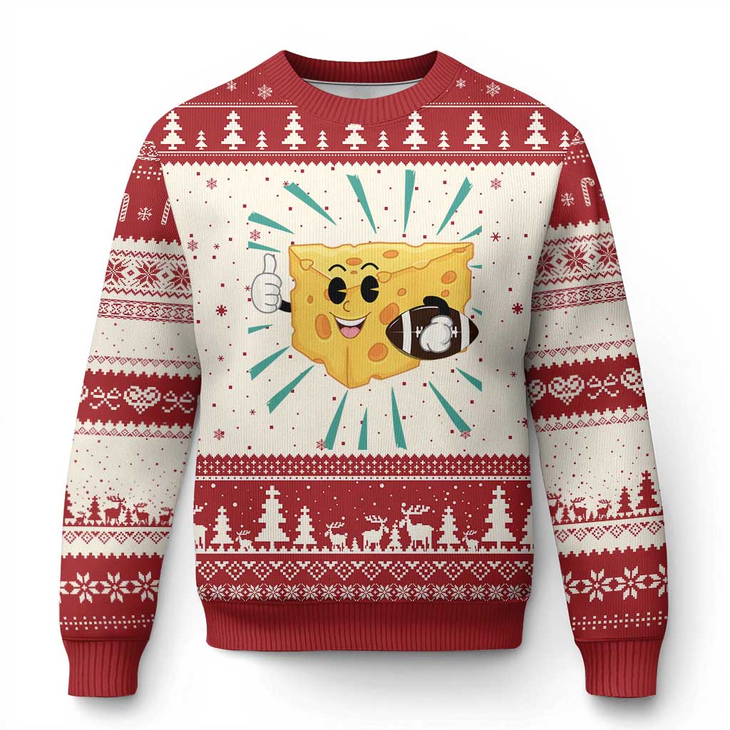 Funny Chz Head Football Player Sports Gift Idea Ugly Christmas Sweater TS12 Beige Red Print Your Wear
