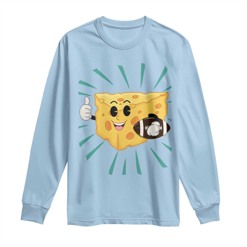 Funny Cheese Head Football Player Sports Gift Idea Long Sleeve Shirt TS12 Light Blue Print Your Wear