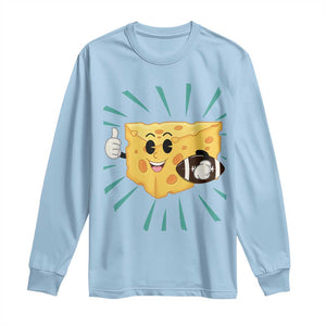 Funny Cheese Head Football Player Sports Gift Idea Long Sleeve Shirt TS12 Light Blue Print Your Wear