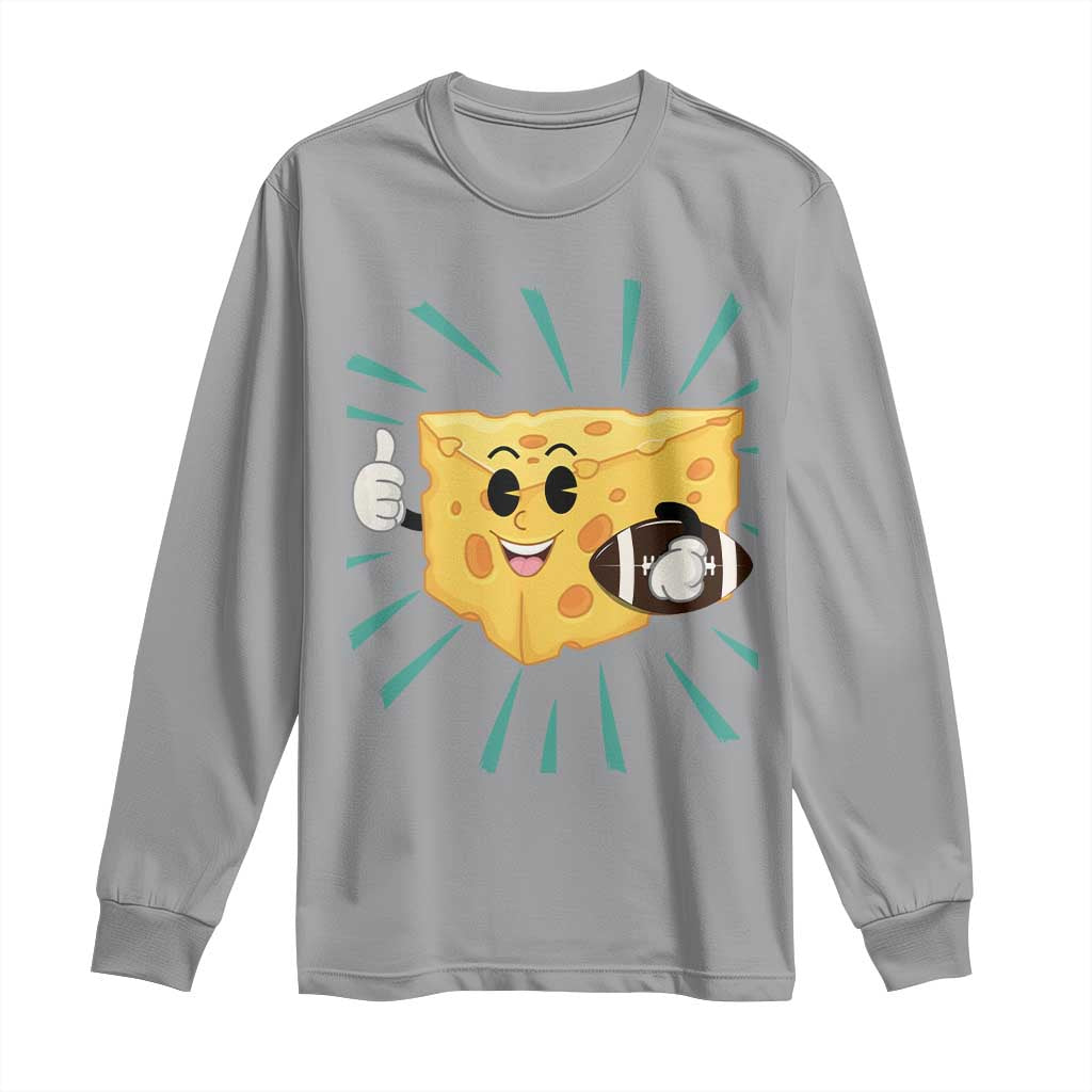 Funny Cheese Head Football Player Sports Gift Idea Long Sleeve Shirt TS12 Sport Gray Print Your Wear