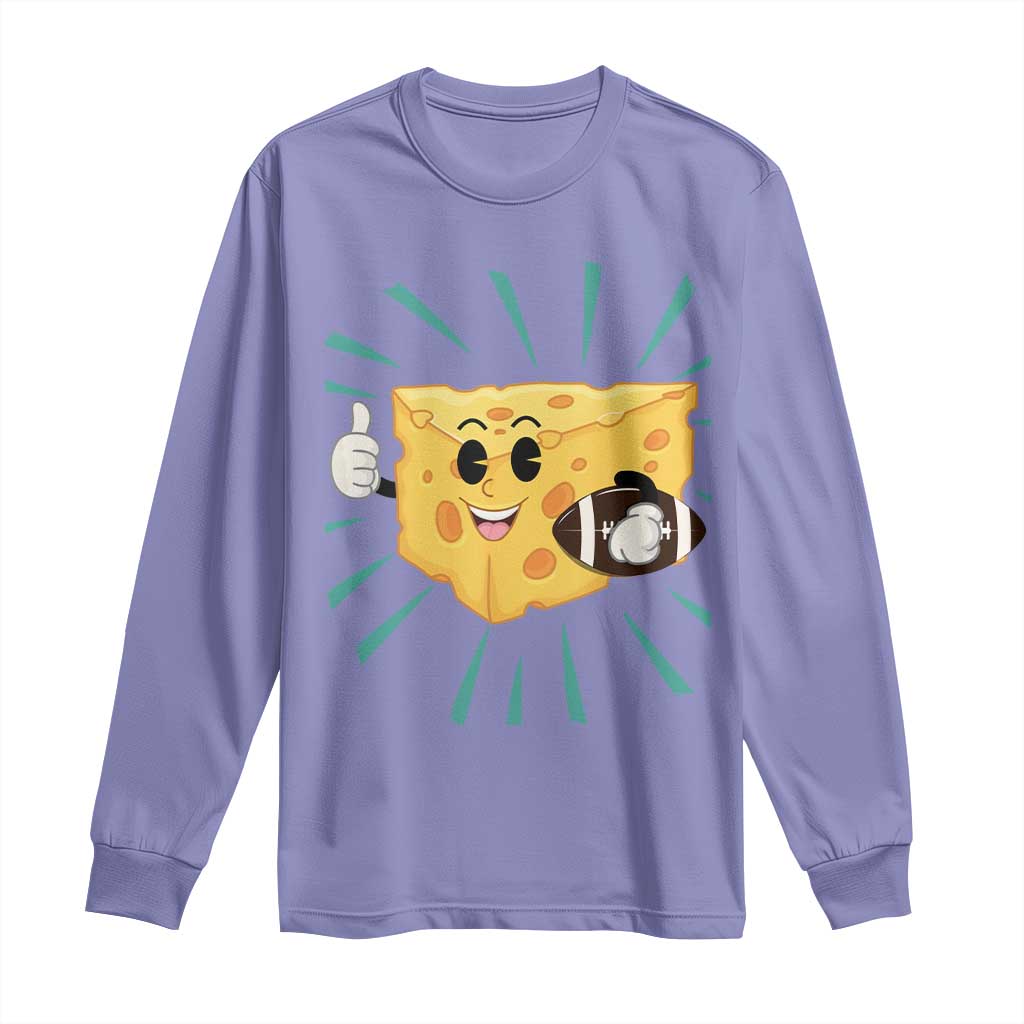 Funny Cheese Head Football Player Sports Gift Idea Long Sleeve Shirt TS12 Violet Print Your Wear