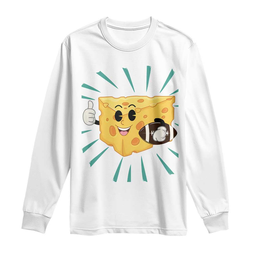 Funny Cheese Head Football Player Sports Gift Idea Long Sleeve Shirt TS12 White Print Your Wear