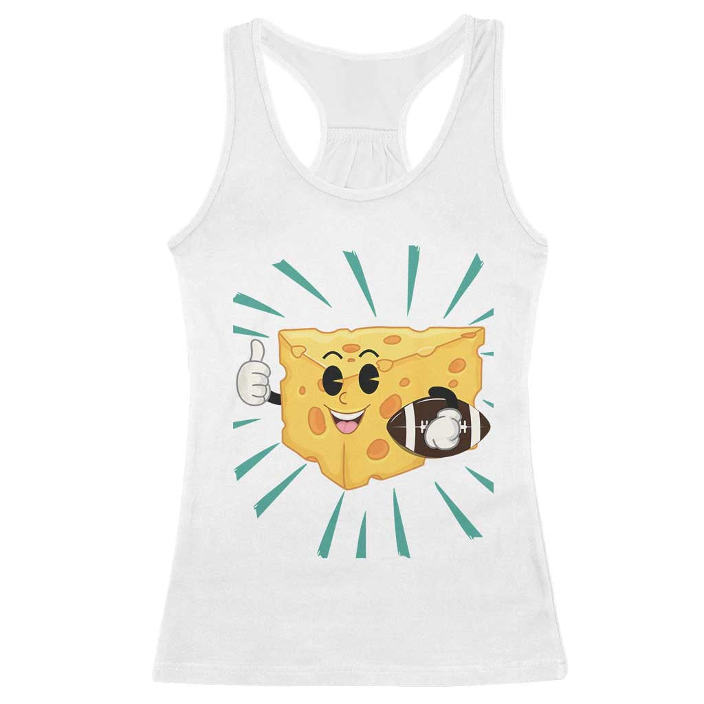 Funny Cheese Head Football Player Sports Gift Idea Racerback Tank Top - Print Your Wear