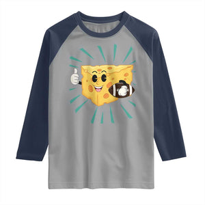 Funny Cheese Head Football Player Sports Gift Idea Raglan Shirt TS12 Sport Gray Navy Print Your Wear