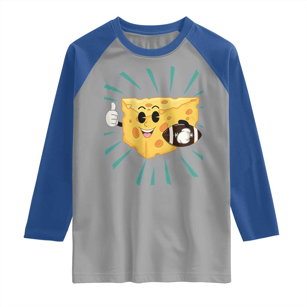 Funny Cheese Head Football Player Sports Gift Idea Raglan Shirt TS12 Sport Gray Royal Print Your Wear